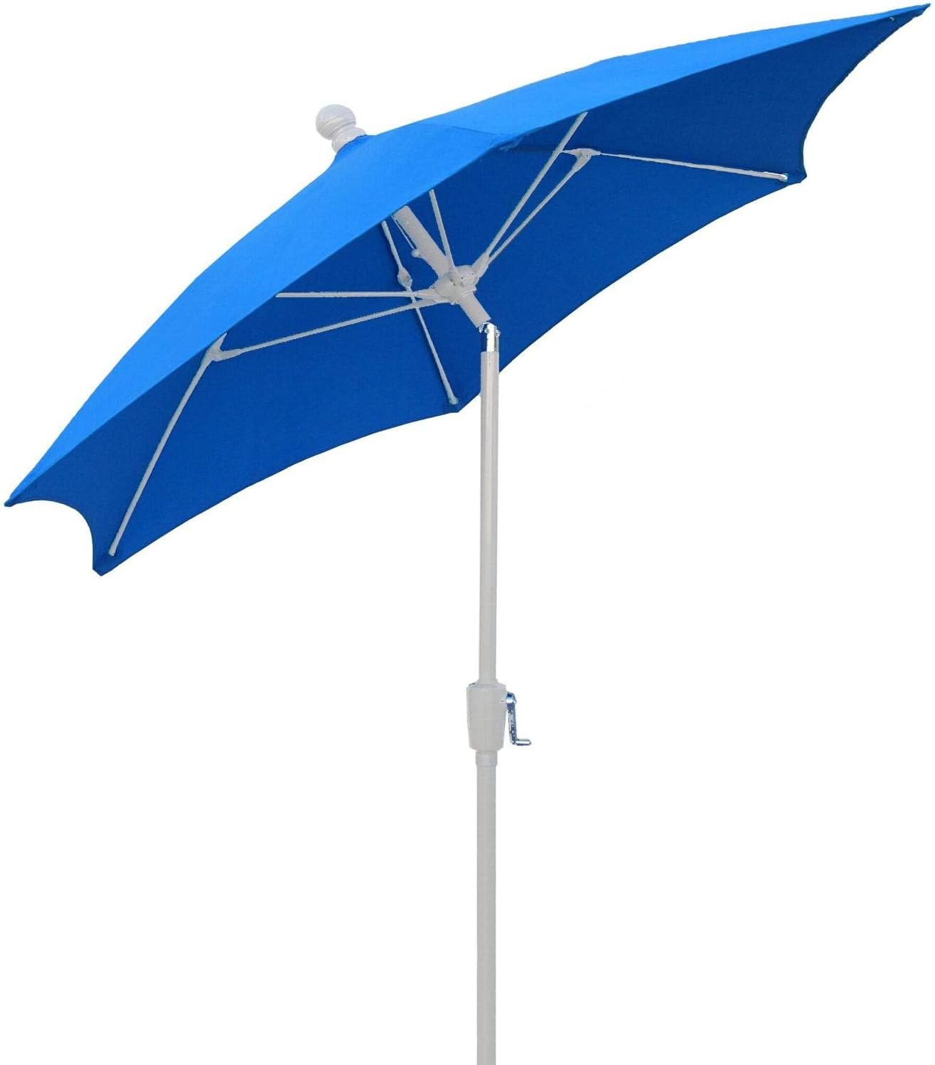 Amazon Com Fiberbuilt 9 Ft Aluminum Market Patio Umbrella W Crank Lift Tilt White Pole Pacific Blue Olefin Garden Outdoor