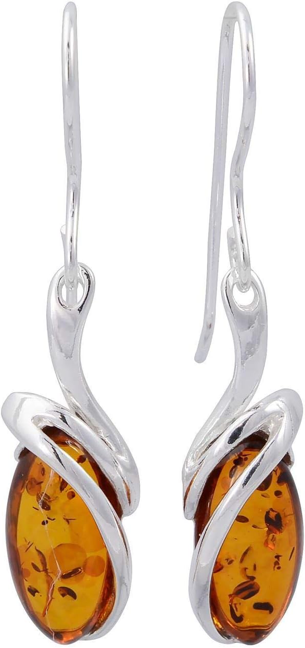 HolidayGiftShops Amber Jewelry for Women - Sterling Silver and Baltic Multicolored Amber Earrings, Amber Bracelet, Amber Pendant Necklace Gemma - Sterling Silver Jewelry Collection