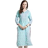 Ada Indian Hand Embroidered Chikankari Straight Fit Cotton Kurta Kurti Tunic for Women A253605