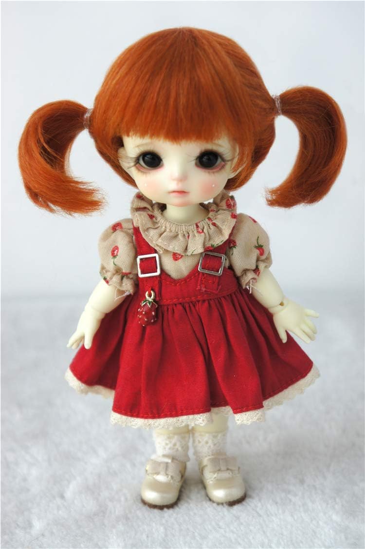 JD203 5-6inch 13-15cm Twin Pony Mohair Doll Wigs 1/8 Lati Yellow bjd Accessories (Carrot)