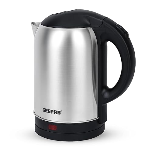 GEEPAS Electric Kettle | 1.8L Cordless Stainless Steel Jug Kettle with LED Indicator for Hot Water Tea Coffee | Boil Dry Protection Auto Shut Off Water Gauge | Swivel Base with Auto Lid Open | 1800W