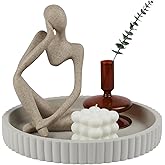 Round Decorative Tray for Coffee Table Decor-Modern Home Decor Tray-Concrete Coffee Table Serving Tray-Centerpiece Table Tray-Ottoman,Vanity, Bathroom, Kitchen,Dresser (Gray)