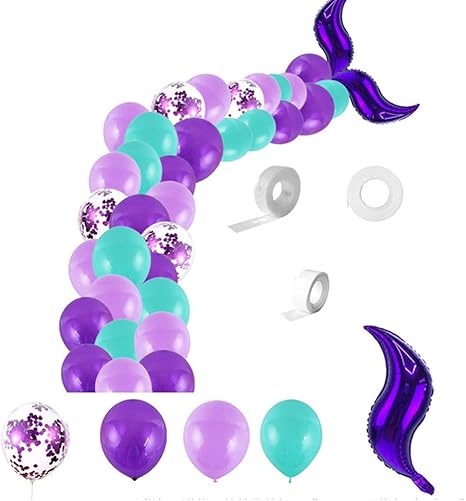 Amazon Co Jp 45個 風船 バルーンガーランドセット バルーンアーチ マーメイドテールバルーンチェーン 人魚風船 おしゃれ 綺麗な 美しい アルミニウム膜 ラテックスバルーン マーメイドパーティ用品 お誕生日装飾 ホーム キッチン
