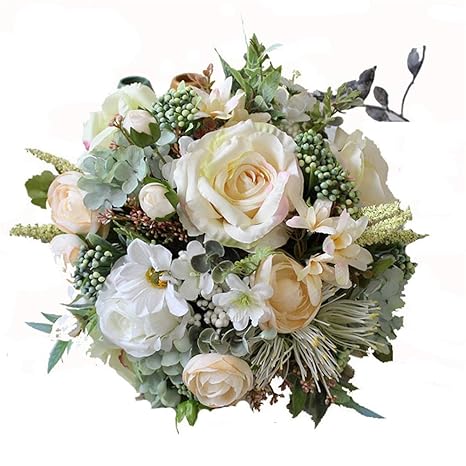 Zhongsufei Bouquets De Fleurs De Soie Bouquet De Mariée Main