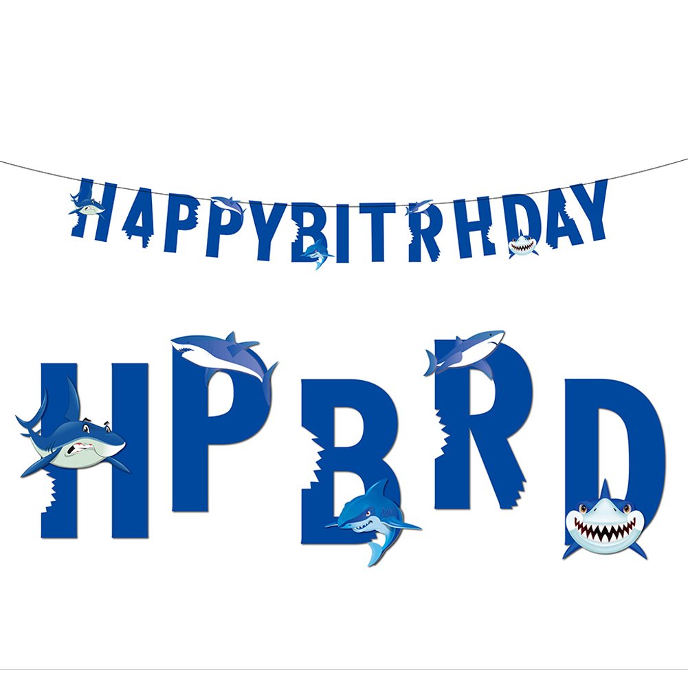 Shark Happy Birthday Banner for Kids Baby Show Theme Birthday Wedding Festival Party