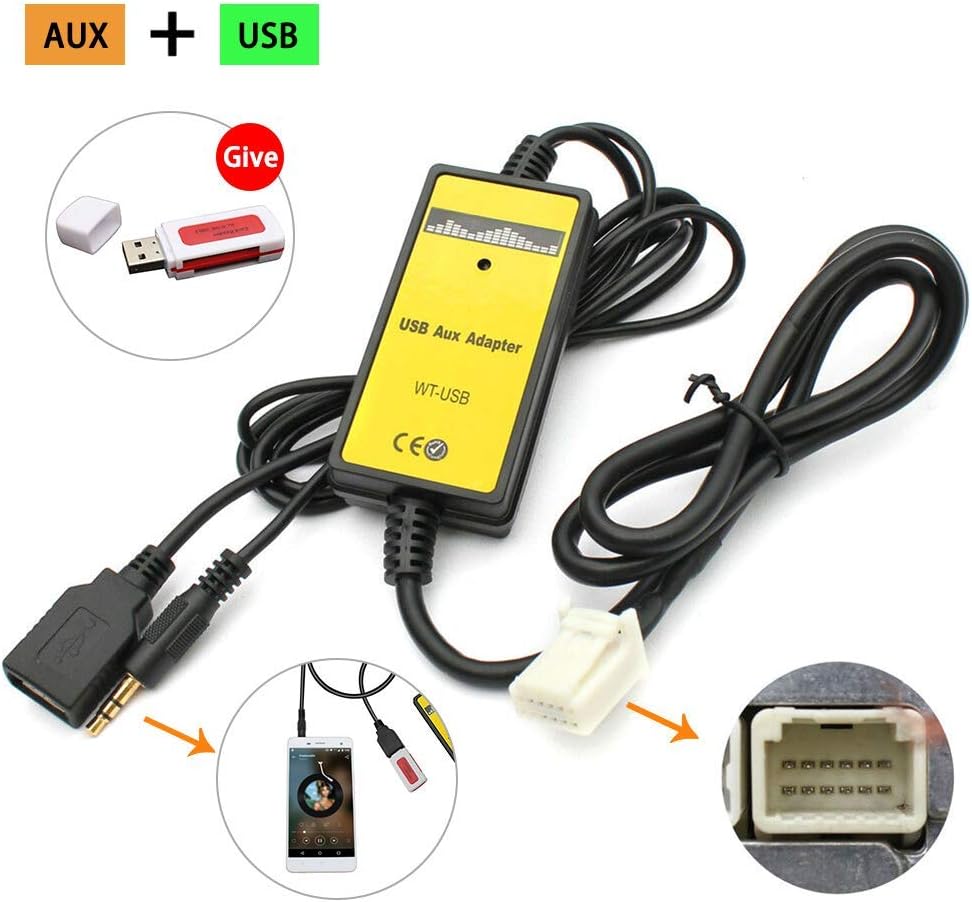 Rolansy Car USB AUX MP3 Player Radio Car Digital Music Cd Changer Aux Adapter for Toyota Camry 6+6pin