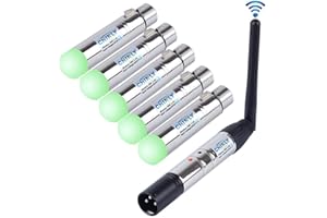 CHINLY 6pcs 2.4G DMX512 Wireless 1 Male Transmitter & 5 Female Receivers Control Short Version for Stage PAR Party Light