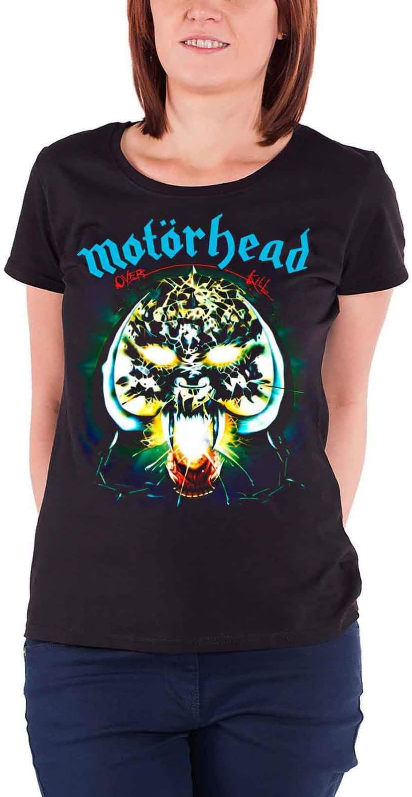 Motorhead T Shirt Overkill Band Logo Official Womens Junior Fit Black