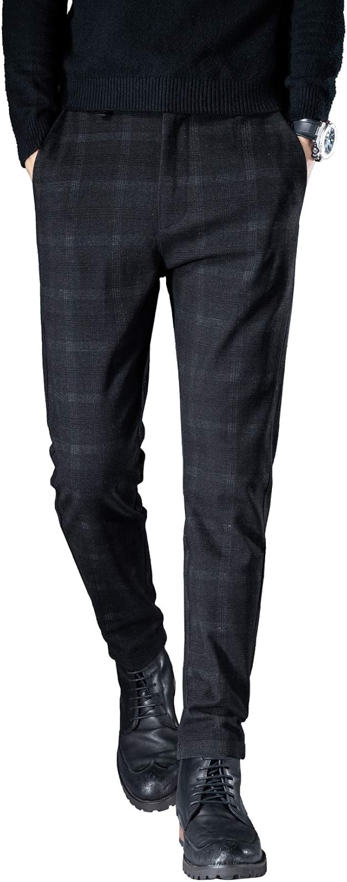 Amazon ゴルフ パンツ メンズ ストレッチ チノパン スキニーパンツ メンズ チェック ズボン 中厚 大きいサイズ スリムテーパーフィット カジュアル 細身 美脚 ストリート ロングパンツ ビジネスパンツ ロングパンツ 通販