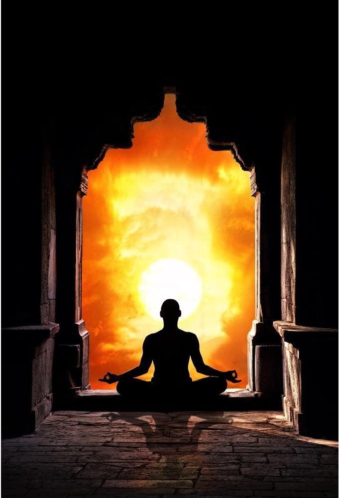 Pitaara Box Yoga Meditation in Lotus Pose D2 Unframed Canvas Painting 20 X 29.5Inch