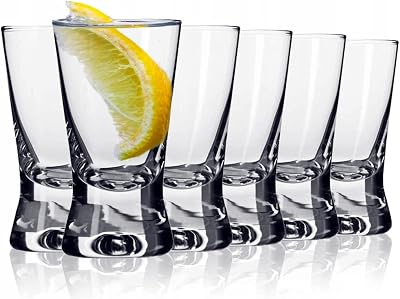 Galvog 25ml Shot Glasses Set of 6 Heavy Base Clear Vodka Glasses