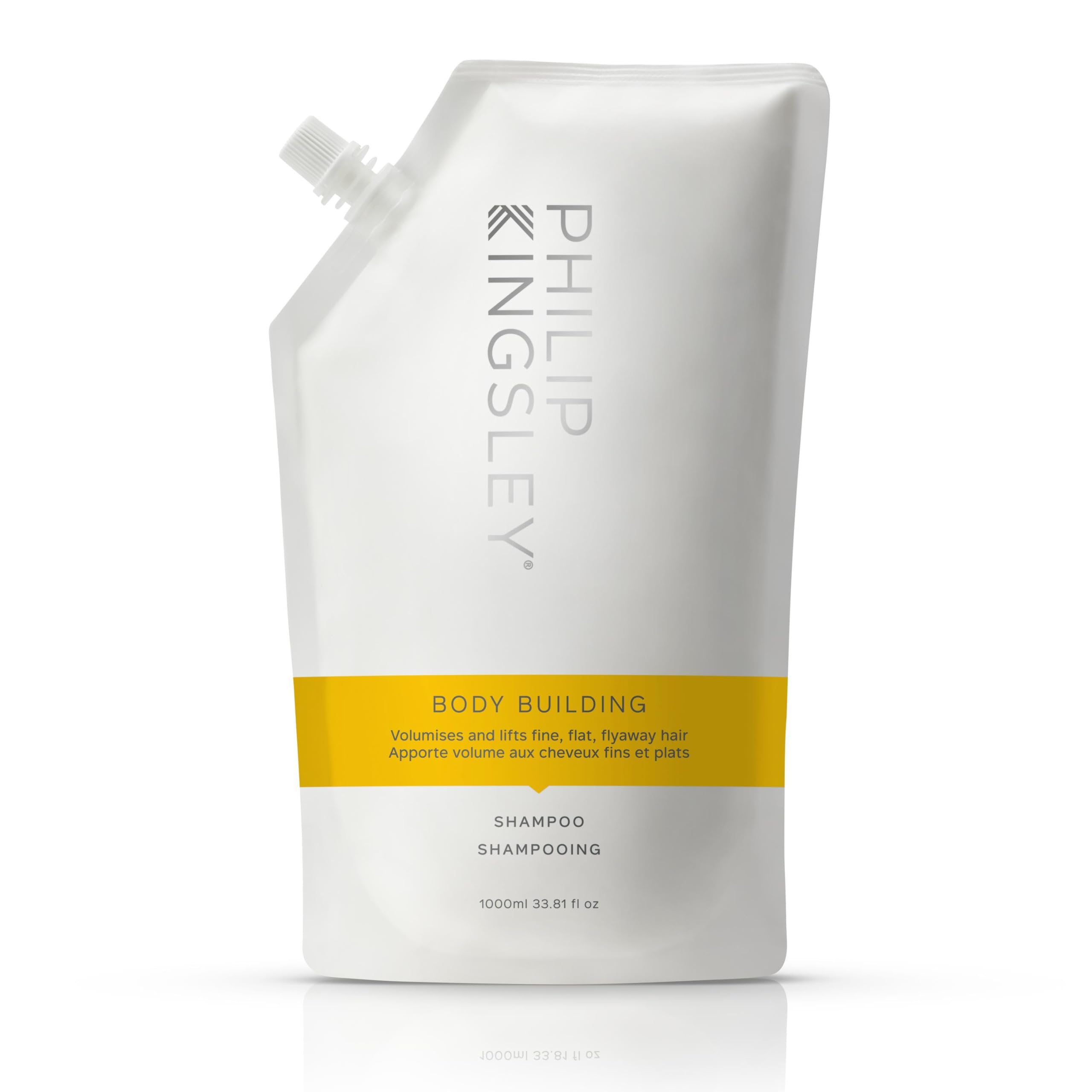 Philip Kingsley | Body Building Weightless Shampoo | Volumising Shampoo for Fine, Limp, Flat, Flyaway Hair | Hydrates, Thickens, Lifts and Adds Volume and Shine | 1000ml Refill Pouch