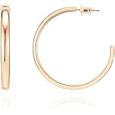 PAVOI 14K Gold Plated Wide Flat Edge Hoop Earrings for Women | Rose, White and Yellow Gold Hoops | Hypoallergenic Jewelry