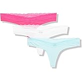Tommy Hilfiger womens 3pk Cotton Logo Lace Trim V Thong