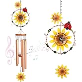 Sunflower Wind Chimes for Outside Metal Aluminum 46" Inches Wind Chime with Sunflower Outdoor Decor Large Unique Wind Chimes for Festivals/Birthday for Mom Dad Grandma Home Garden Patio Decor