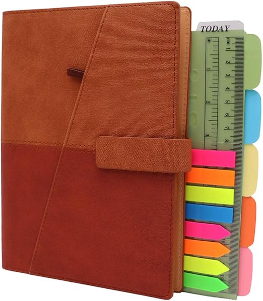 Refillable Notebook A5, Leather Padded Cover Personal Organizer with