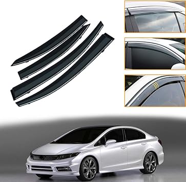 Amazon Com For Honda Civic 2006 2011 4pcs Smoke Sun Rain Visor Deflector Guard Wind Deflectors Car Styling Front Rear Shade Window Automotive