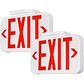 TORCHSTAR 2-Pack Red Letter LED Exit Sign with Battery Backup, White | Emergency Exit Light with Double Face, UL 924, AC 120/277V, Damp Location, Hardwired Exit Lights for Business Indoor