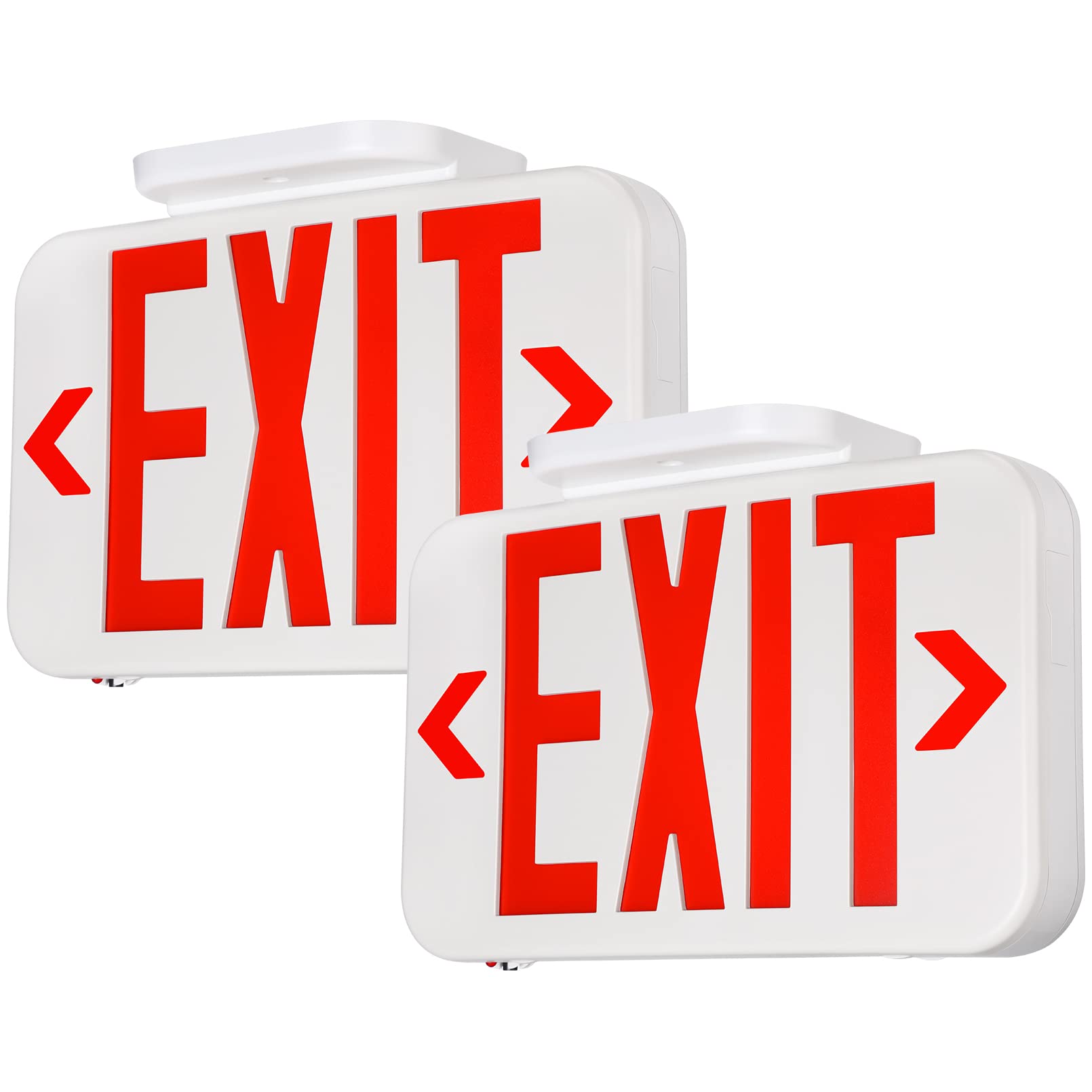 TORCHSTAR LED Exit Sign, Emergency Exit Light with Battery Backup, Double Face, UL 924, AC 120/277V, Damp Location, Hardwired Red Letter Exit Lights for Business Indoor, Pack of 2
