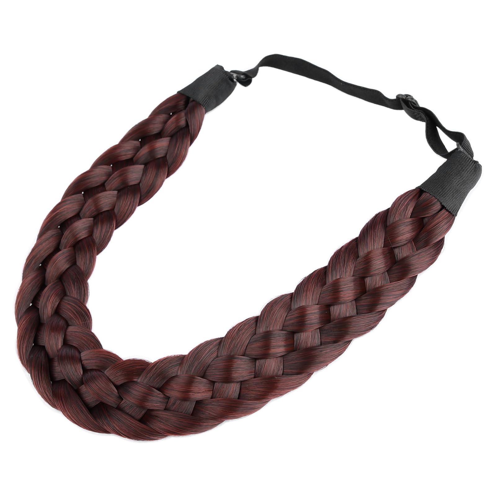 BOBIYA 5 Strand Synthetic Hair Braided Headband Classic Chunky Wide Plaited Braids Elastic Stretch Hairpiece for Women Girl (Plum Burg) — image 1