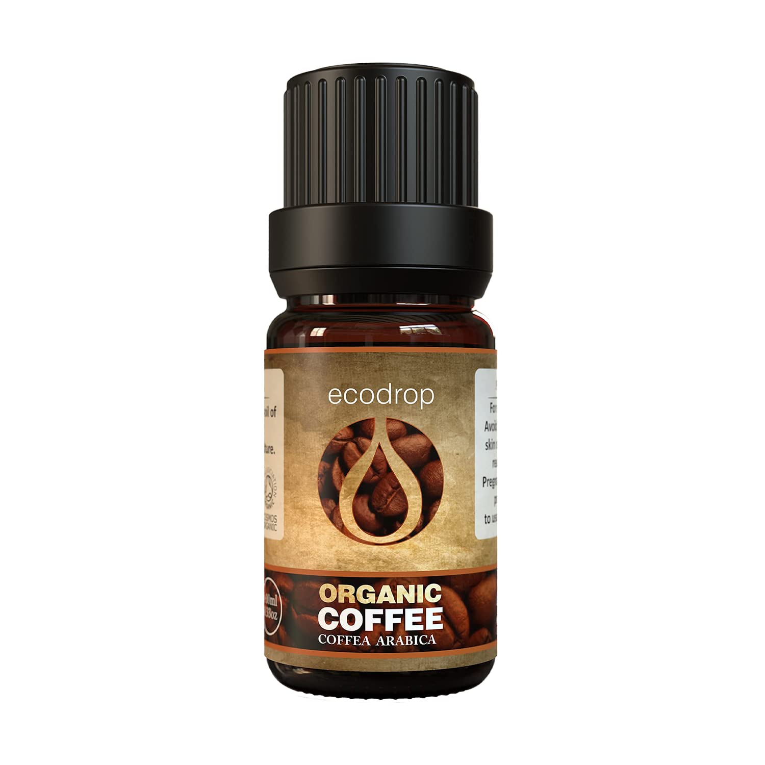 Ecodrop Pure Coffee Essential Oil - 10ml Bottle | 100% Natural Indian Coffea Arabica Oil | Organic Aromatherapy Diffuser, Massage & Soap-Making Oil | Energy, Focus & Skin Exfoliation
