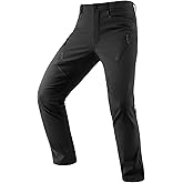 KUTOOK Men's Hiking Pants Softshell Ski Snow Pants Thermal Fleece Lined Water Resistant Outdoor Trousers with 6 Pockets