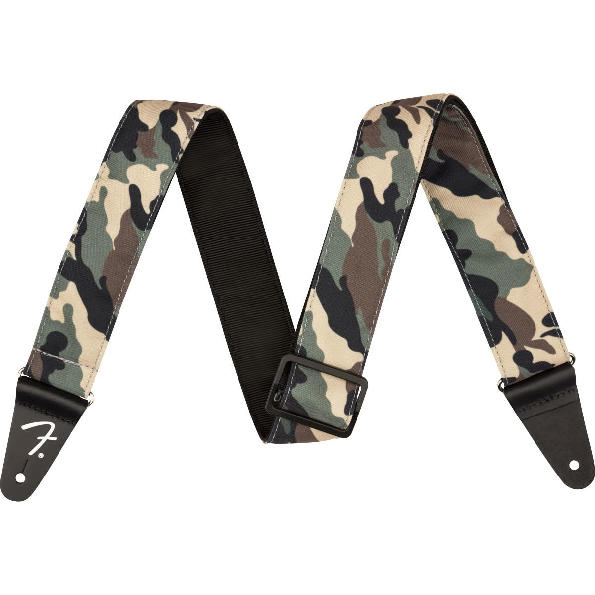 Fender Guitar Strap, Camo Strap 2, Camouflage Look, 5cm Wide, Woodland Camo