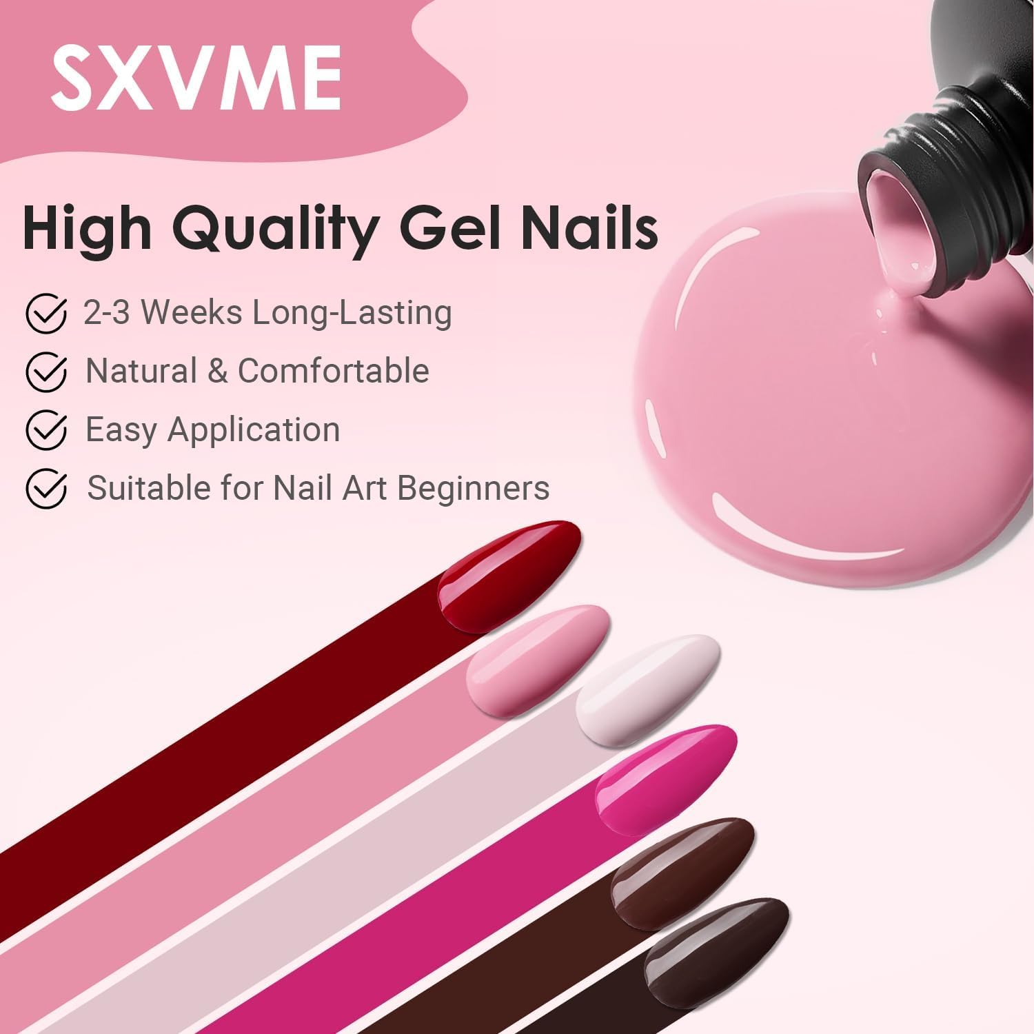 Dusty Baby Pink Press on Nails Short Oval Round Nails Glue on, SXVME Short Fake Nails Press ons, Acrylic False Nails Handmade of Gel, Best Thick Natural Almond Nails for Big & Petite Fingers, 24Pcs - Image 5