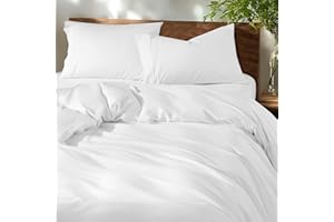 Shilucheng 100% Cotton Queen Size Duvet Covers - 600 Thread Count, Luxury Sateen Weave Egyptian Cotton Comforter Cover with Zipper Closure & Corner Ties，Hotel Bedding Duvet Covers 3 Piece (White)