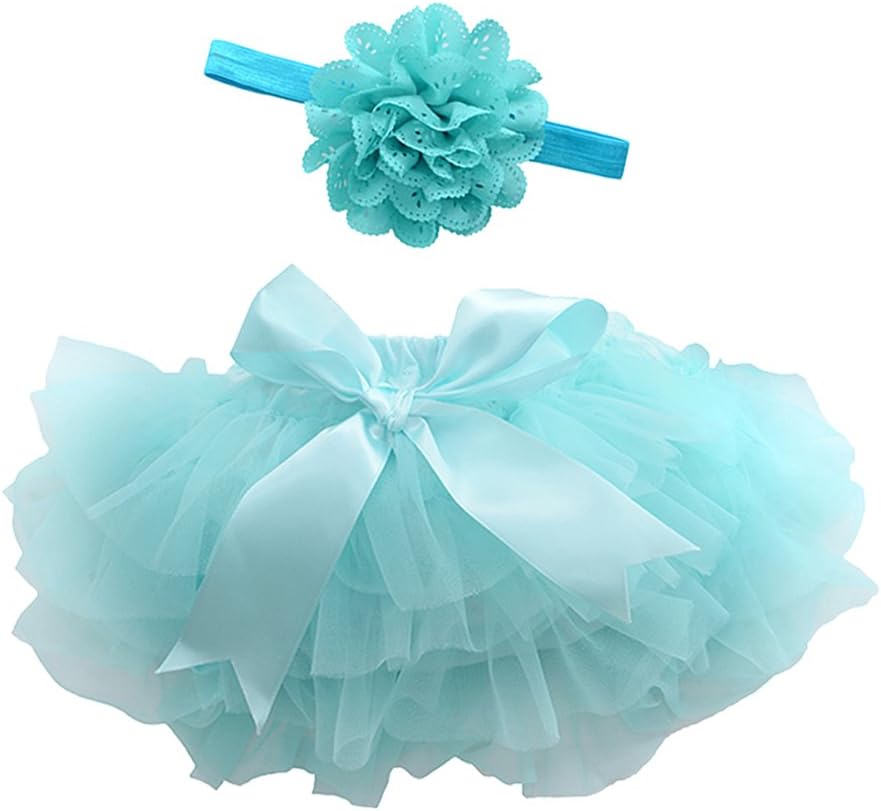 Rainbow post Baby Girls Bloomers Infant Toddlers CottonTulle Ruffle Bow Diaper Cover and headhand