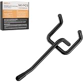 INCLY 50 Pack Black Pegboard Hooks, 2 Inch Peg Board Hooks Accessories | Metal Peg Board Tool Hangers, Fit for 1/8'' and 1/4" Pegboard, Hanging Tools for Garage, Craft Room, Kitchen, Store