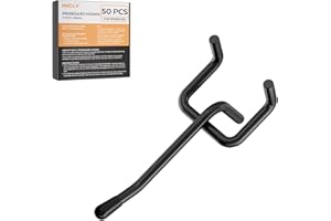 INCLY 50 Pack Black Pegboard Hooks, 2 Inch Metal Peg Board Hooks Accessories, Peg Board Tool Hangers Fit for 1/8“ and 1/4" Pegboard Hanging Tools for Garage, Craft Room, Kitchen, Store