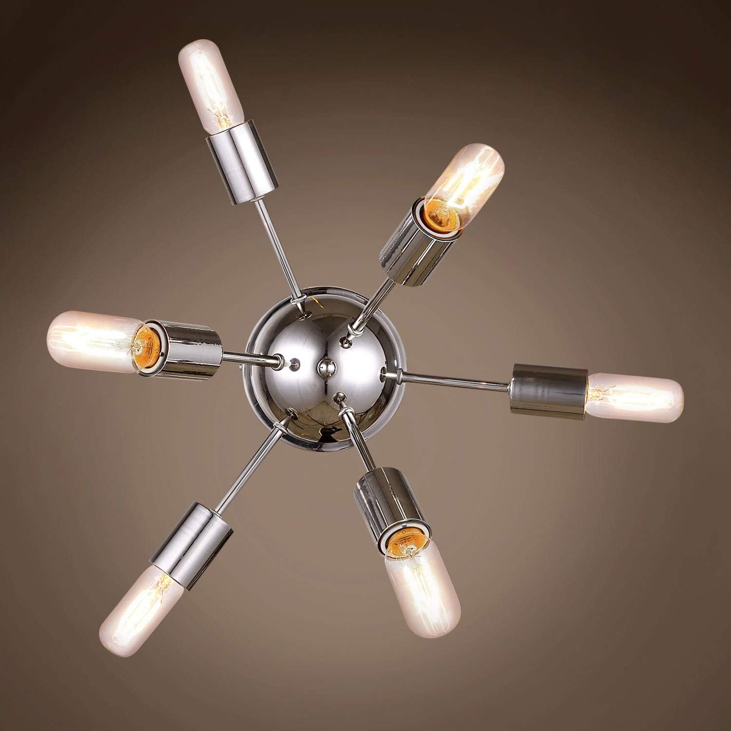 Transitional Sputnik 6 Light 21 Polished Nickel Wall Flush Mount