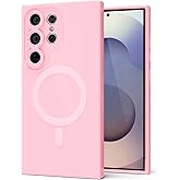 Svanove for Samsung Galaxy S25 Ultra Phone Case Silicone Magnetic, Compatible with Magsafe Case Cute for Women, Girly Glossy Jelly Rubber Thin Slim Hard Plastic Mag Safe & Camera Cover, Light Pink