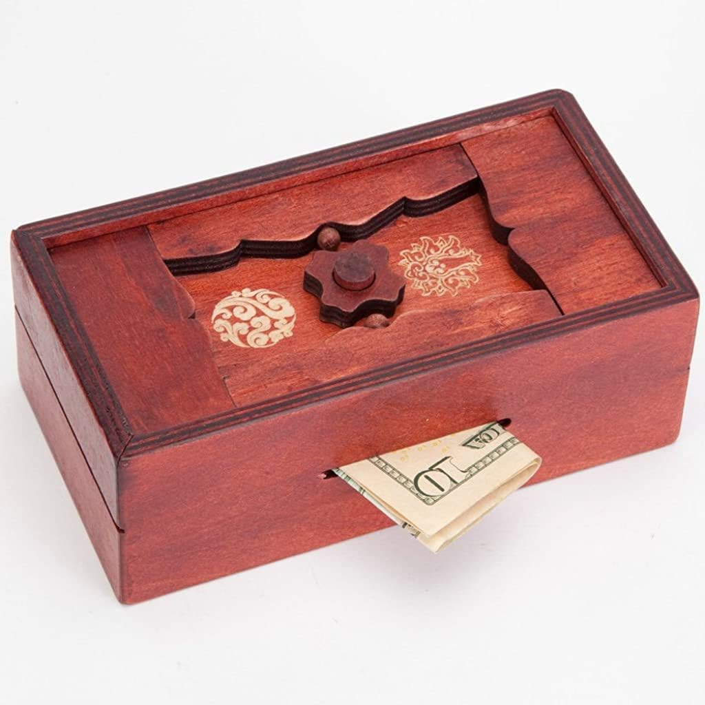 Bits and Pieces - Japanese Secret Puzzle Box Brainteaser - Wooden Secret Compartment Brain Game for Adults - Stash Your Cash Away: Toys & Games