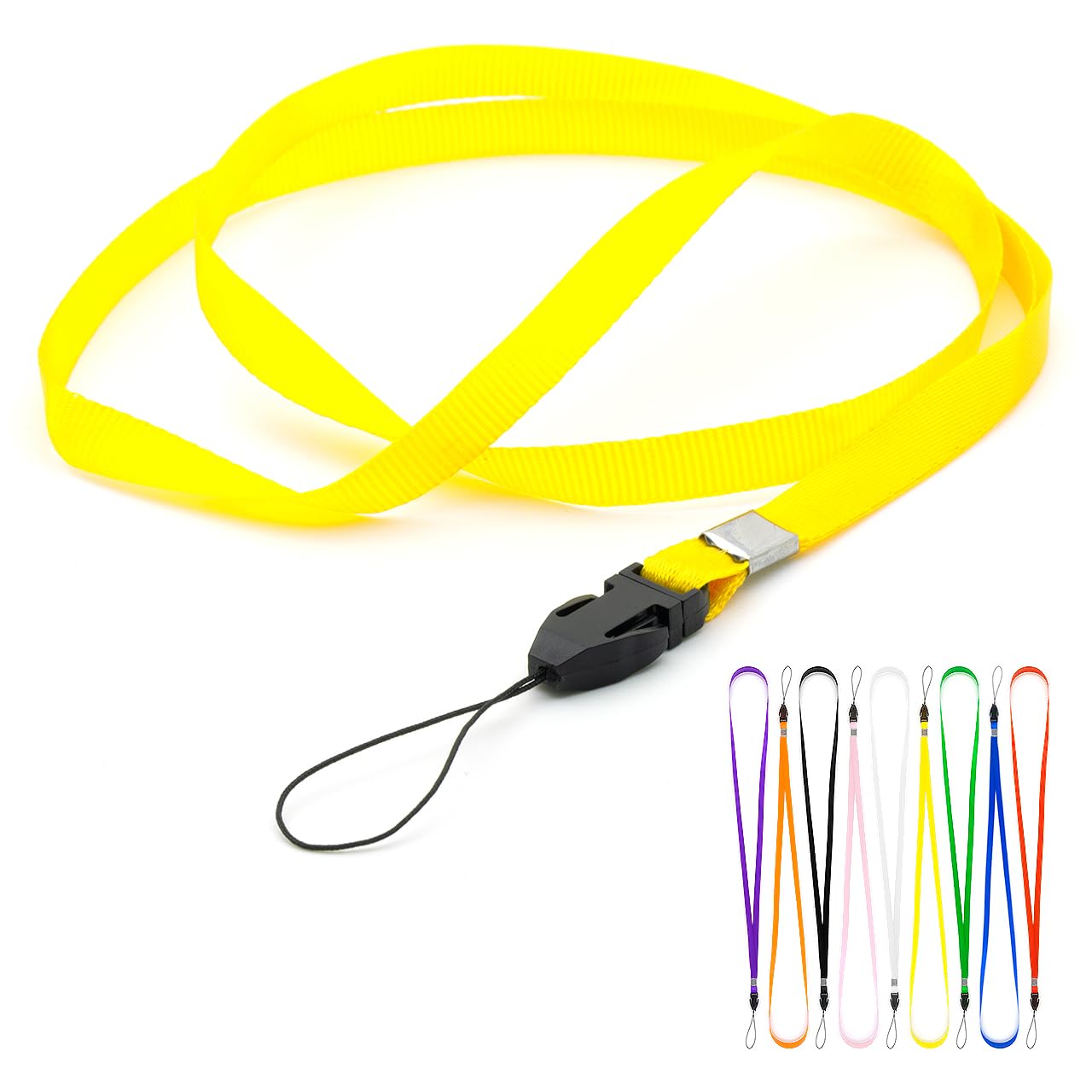CKB LTD Lanyards Neck Strap ID Badge Holders Loop Clip 48cm for Gym Key Name Tag Badge Pass Holder USB Flash Drive Cell Phone Key ID Card Badge and Small Electronic Device (Yellow, Pack of 50)