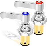 WMJNH Handle Stem Assembly Fits for T&amp;S Brass Faucets Replace 002713-40 002714-40, Blue Cold and Red Hot Side Spindle Assembly Valve Replacement Part