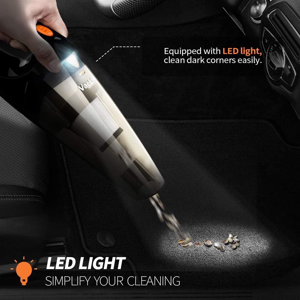VacLife Handheld Vacuum, Hand Vacuum Cordless Rechargeable, Small and Portable with High Power and Quick Charge for Home and Car Cleaning, Black & Orange -