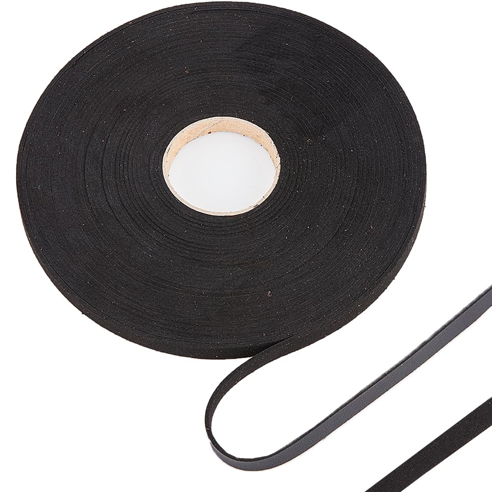 GORGECRAFT 10M Black Leather Strap 8mm Wide Lychee Grained Imitation Leather Trimming Tape Black PU Leather Strips Flat Leather Cord String for DIY Crafts Belt Bracelet Jewelry Making Pillow Decor