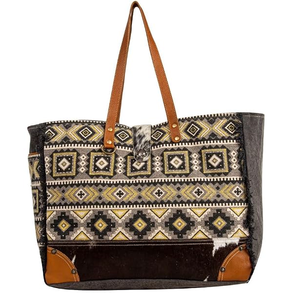 Myra Bag Exuberant Spirit Shoulder Bag - Upcycled Cotton & Leather, Multicolor, 18x14 Inch - View #8