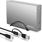 RSHTECH Hard Drive Enclosure Upgraded Version 3.5" Aluminum USB C to SATA External Hard Drive Dock Case for 3.5 inch HDD & SSD up to 24TB, with 2-in-1 USB Cable, Support UASP