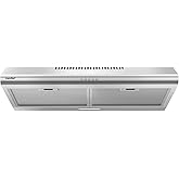 COMFEE' 30 Inch Under Cabinet Range Hood, Ducted/Ductless Convertible | Slim Vent Durable Stainless Steel Kitchen Hood, 3-Speed Exhaust Fan with Reusable Filter and Bright LED Light, 65dB Quiet