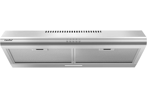 Comfee CVU30W4AST 30 inch Under Cabinet Ducted/Ductless Convertible Slim Vent Durable Stainless Steel Kitchen Reusable Filter, 3 Speed Exhaust Fan and 2 LED Lights Range Hood, 2.0 Version