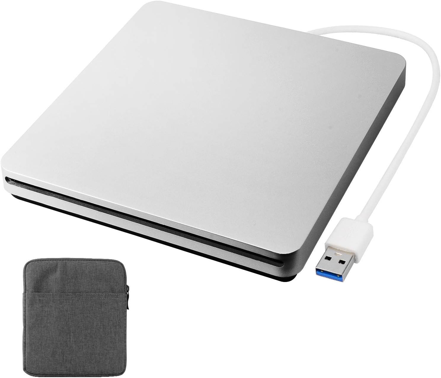 Douper External CD DVD Drive, USB3.0 Portable DVD CD Player Writer Rewriter Burner, Plug-Play Slim Slot-in Aluminum Alloy DVD CD Reader with Storage Case, for Laptop Desktop PC Apple Mac Windows