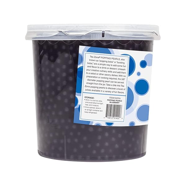 TEA ZONE [7 POUNDS] BLUEBERRY POPPING PEARLS FOR BOBA TEA BEVERAGES, SWEETS, ICE CREAM TOPPING | B2056