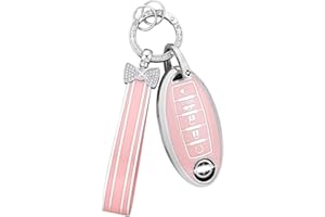 PIFOOG Key Fob Cover for Nissan 5 Button Pink Car Keys Shell Case Bling Keychain Protector Accessories for Altima Sentra Rogue Pathfinder Murano Armada Maxima Versa Soft TPU Girly Women