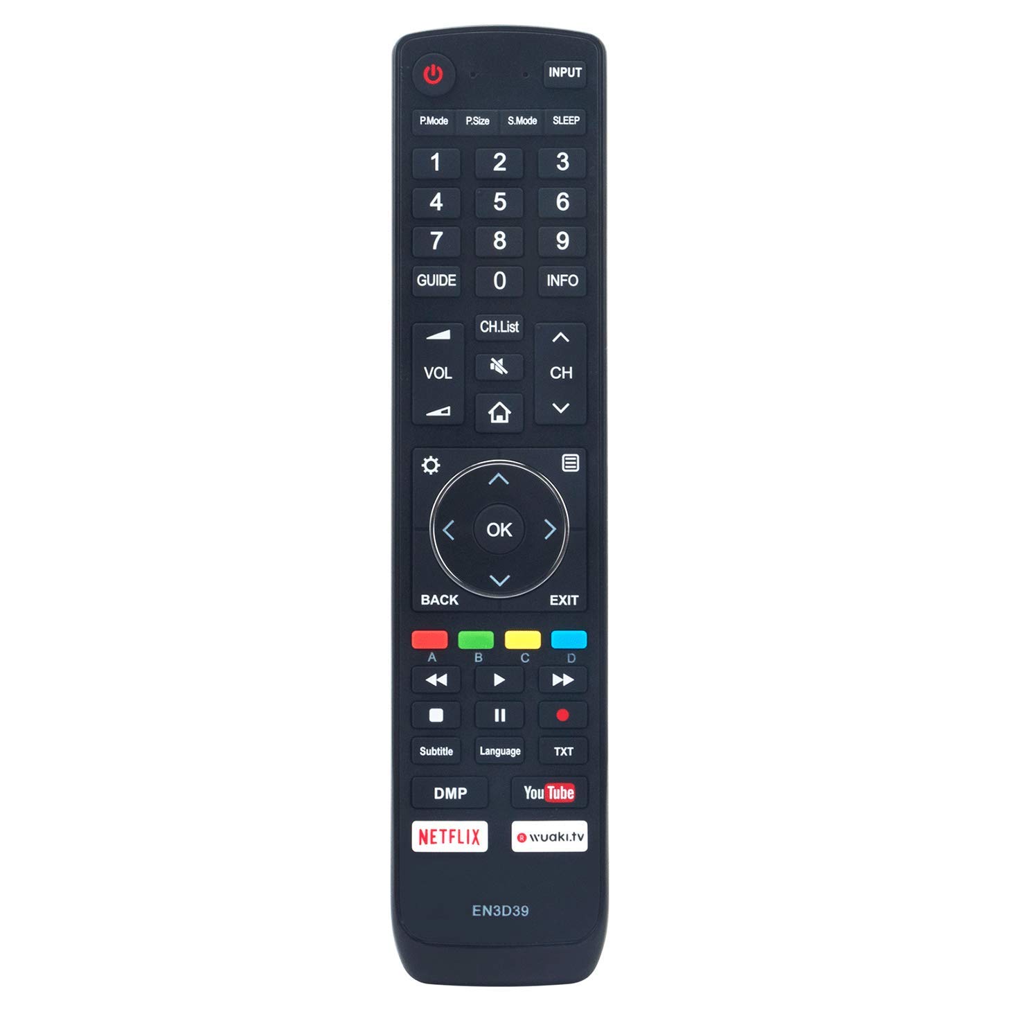 VINABTY EN3D39 T210143 Replace Remote Control for Hisense 4K LCD LED Smart TV wth Netflix YouTube Keys H55A6200UK H49N5700UK H65A6200 H45N5750 H50N5900 H50N6800