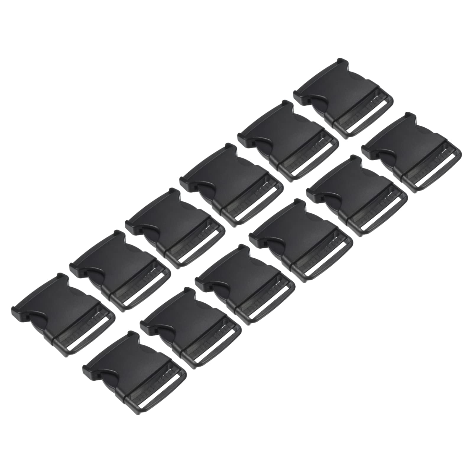 PATIKIL Plastic Buckles, 12 Pack Quick Side Release Clips for Strap, Webbing, Belt, Crafting, Backpack Repair, Sewing Projects, Black, 51mm