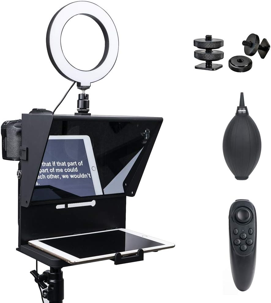 Pergear Q2 Portable Teleprompter Kit for Smartphone iPhone DSLR with