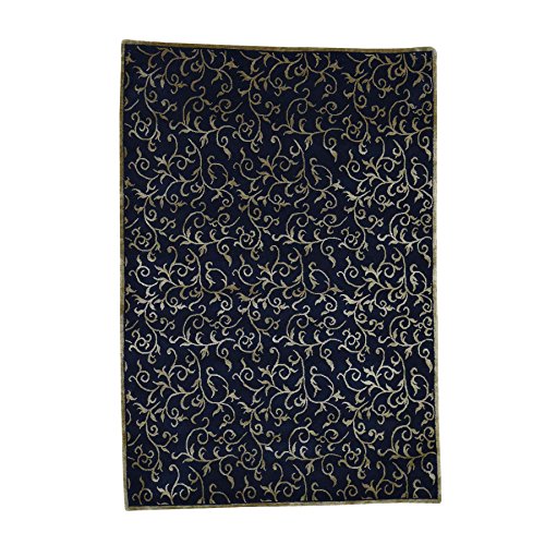 Hand-Knotted Black Modern Wool and Silk Nepali Oriental Rug (6'x8'8)